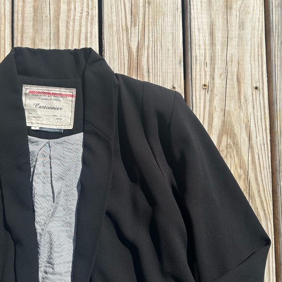 Anthropologie X Cartonnier Cornerstone Black Open Front Blazer‎ Sz Large - Picture 4 of 11